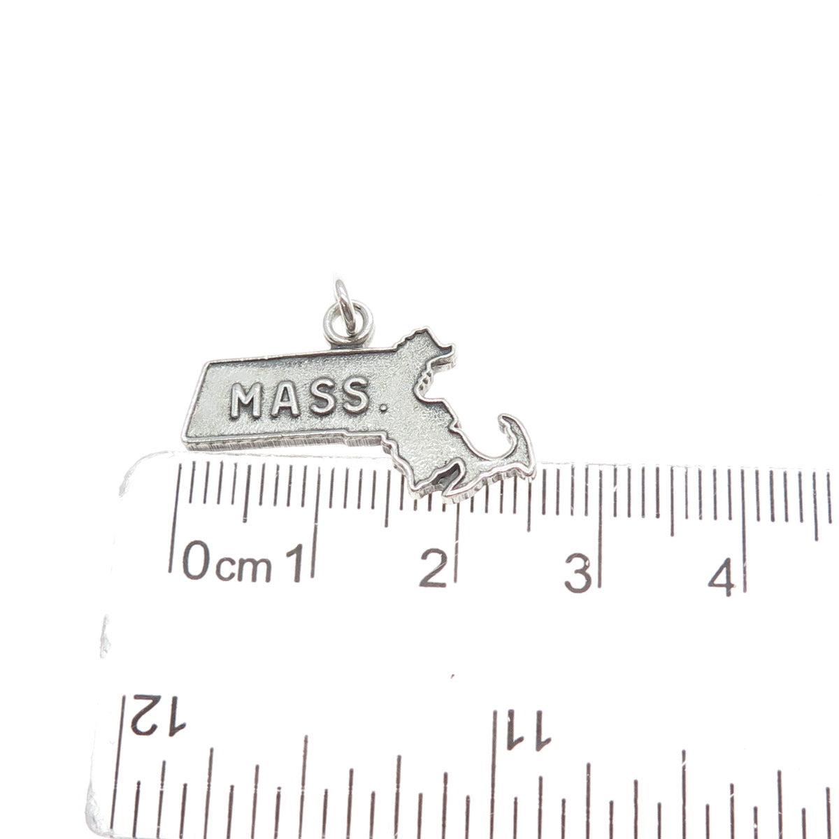 925 Sterling Silver Vintage Massachusetts State Map Minimalist Charm Pendant