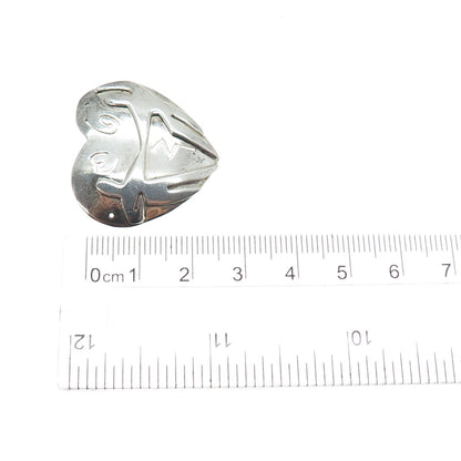 FAR FETCHED 925 Sterling Silver Vintage Modernist Star Heart Pin Brooch
