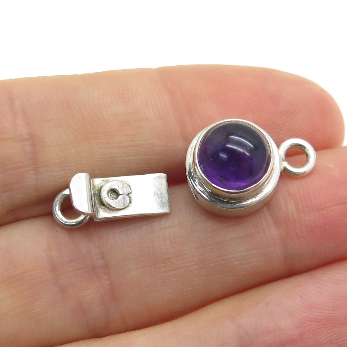 925 Sterling Silver Vintage Real Amethyst Bracelet & Necklace Box Lock Clasp