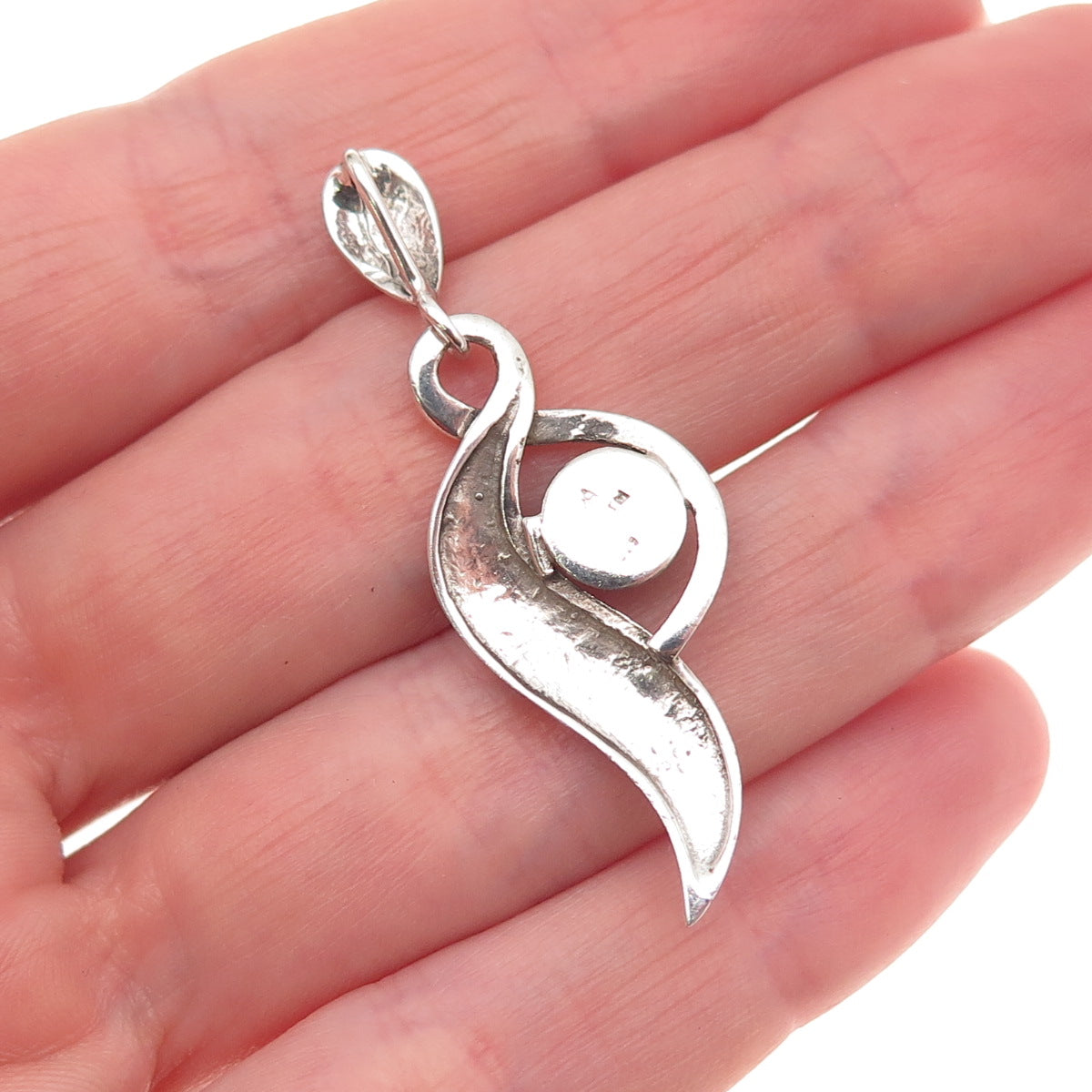 925 Sterling Silver Vintage Real Bisbee Turquoise Modernist Charm Pendant