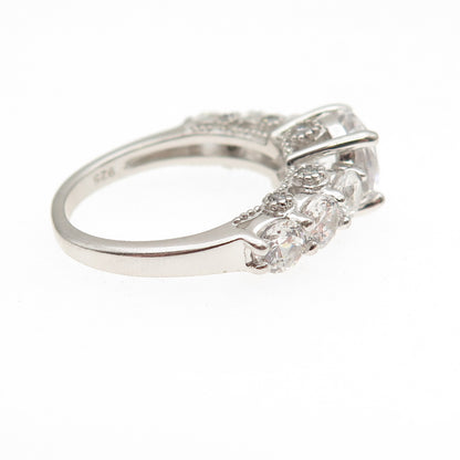 925 Sterling Silver Round-Cut C Z Engagement Ring Size 7