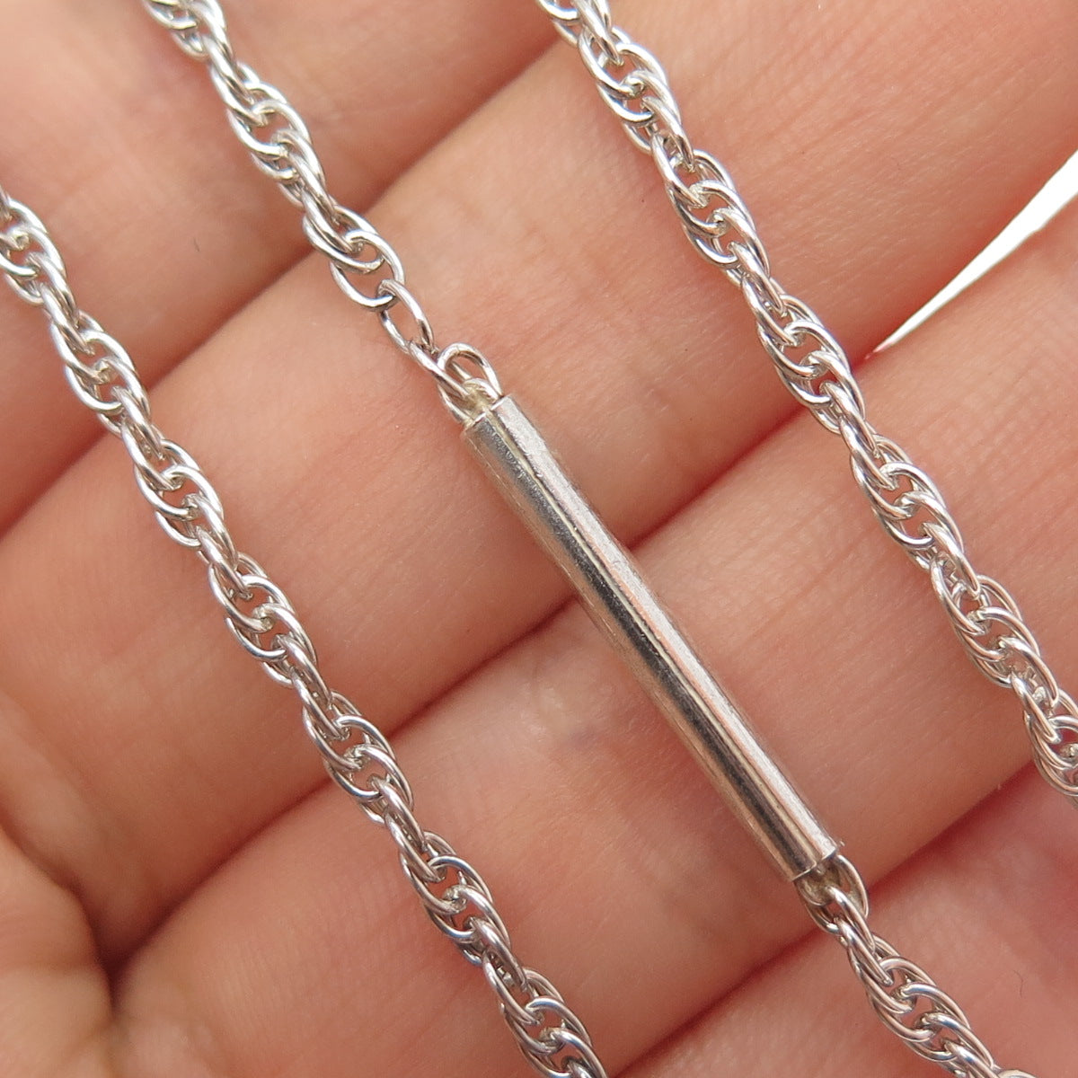 925 Sterling Silver Vintage Italy Bar Singapore Chain Necklace 24"