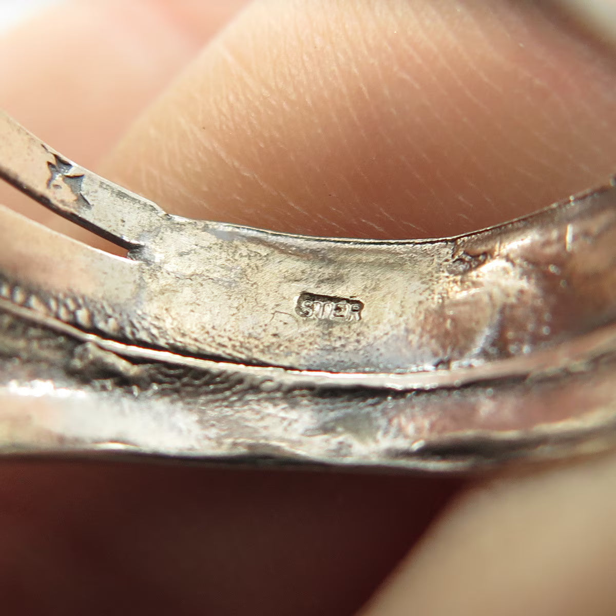 925 Sterling Silver Vintage Modernist 4-Row Ring Size 8.5
