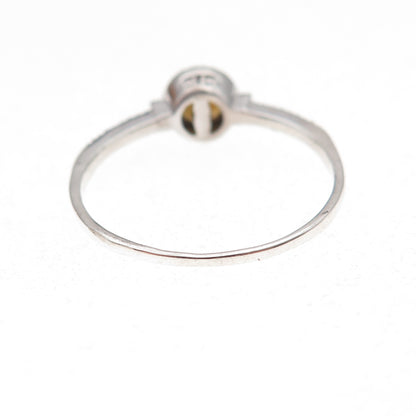 925 Sterling Silver Real Round-Cut Diamond & Pearl Ring Size 8.75