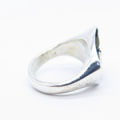 925 Sterling Silver Vintage Modernist Ring Size 4.75