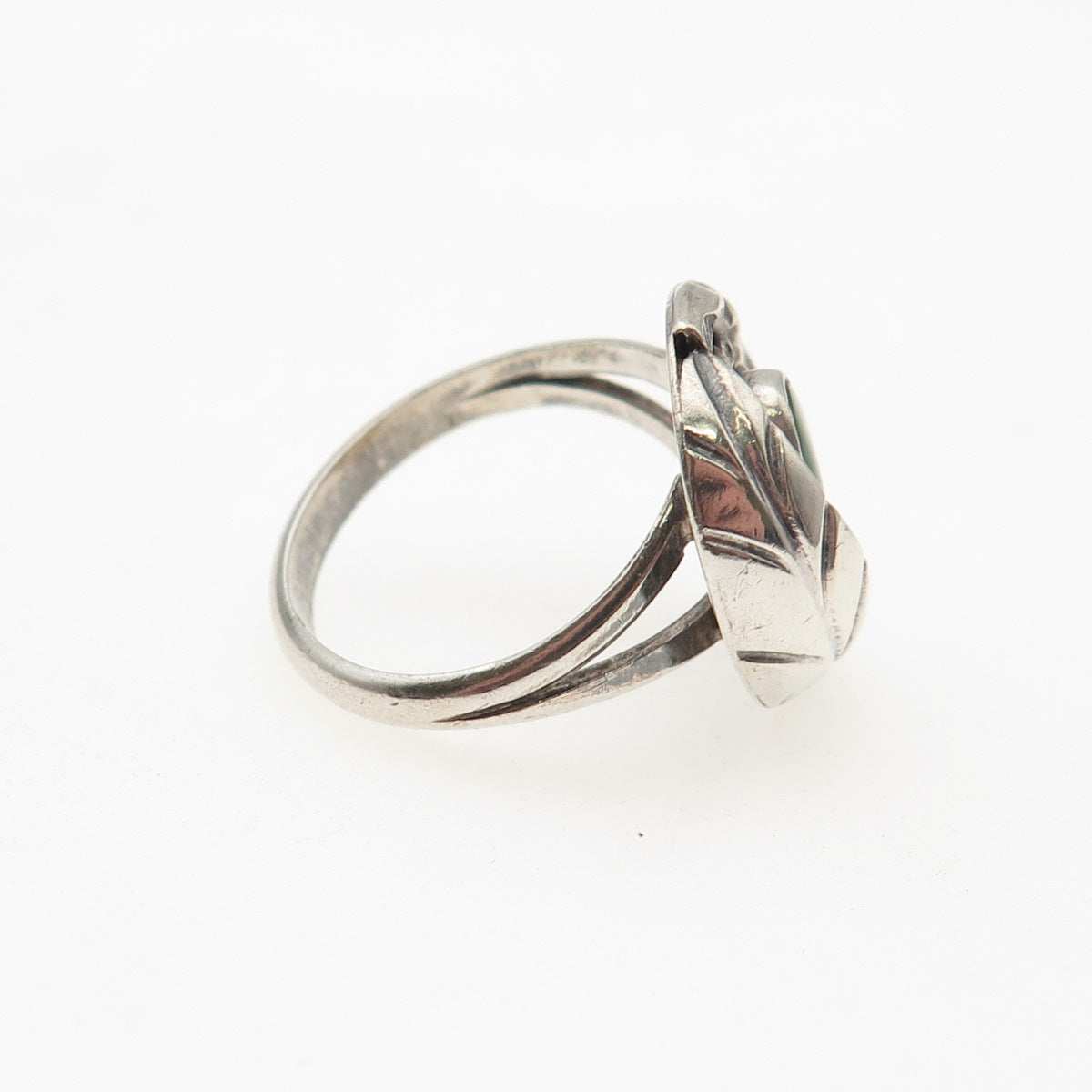 Old Pawn 925 Sterling Silver Vintage Royston Turquoise Feather Ring Size 5.75