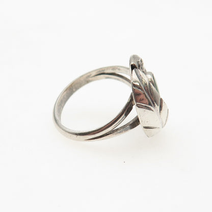 Old Pawn 925 Sterling Silver Vintage Royston Turquoise Feather Ring Size 5.75