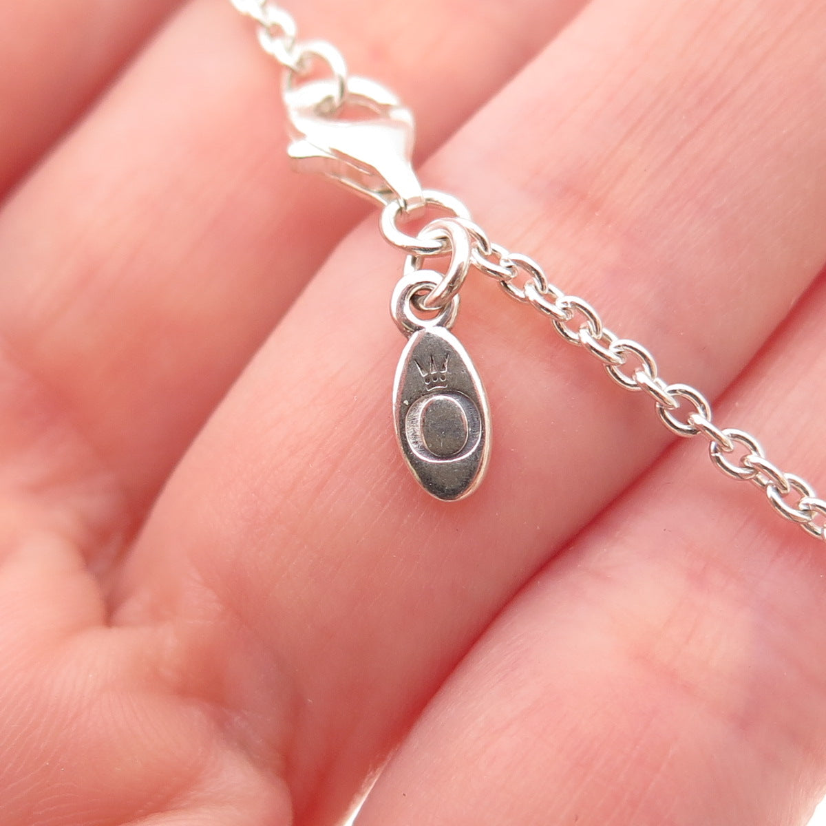 Pandora 925 Sterling Purple Glass Floating Locket Cable Chain Necklace 14-22"