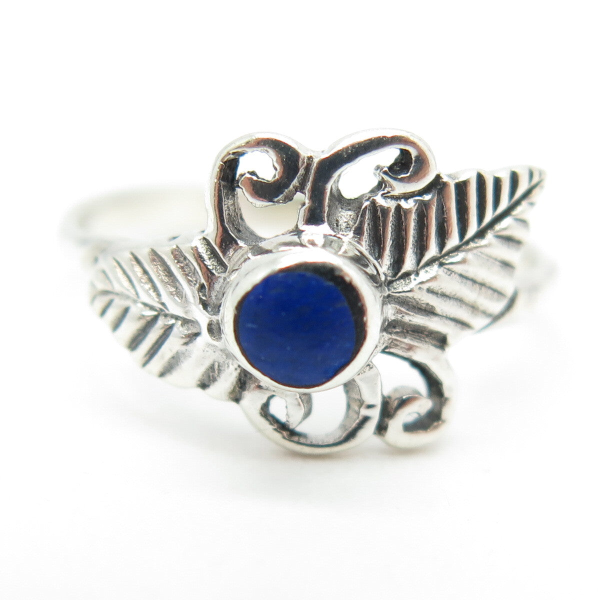 925 Sterling Silver Vintage Southwestern Lapis Lazuli Gem Ring Size 4.75