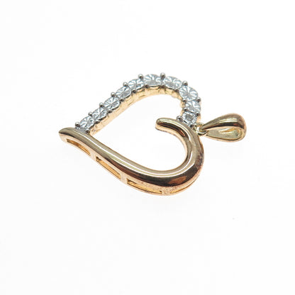 JH YOUNG 925 Sterling Silver 2-Tone Real Diamond Accent Heart Charm Pendant