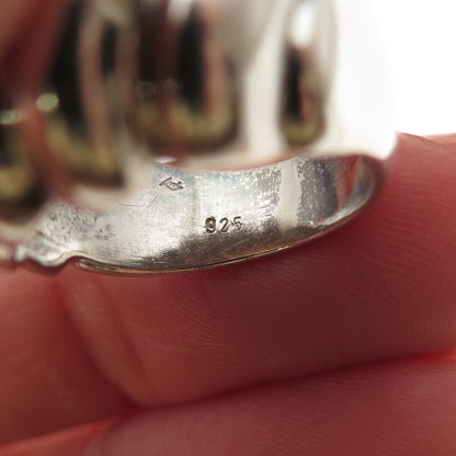 925 Sterling Silver Vintage Modernist Ribbed Dome Oxidized Ring Size 5