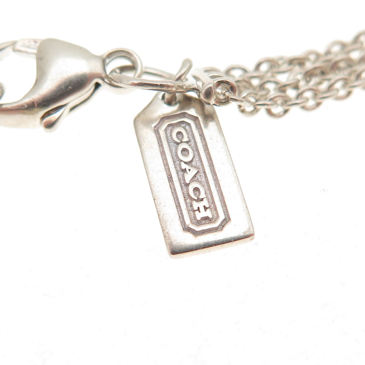 Coach 925 Sterling Silver Rhinestone Anchor 3-Strand Cable Chain Necklace 16"
