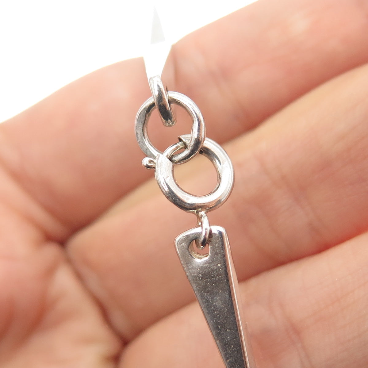 925 Sterling Silver Vintage Real Black Onyx Modernist Bar Chain Necklace 24"