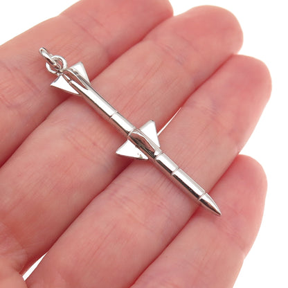 925 Sterling Silver Vintage Rocket Charm Pendant