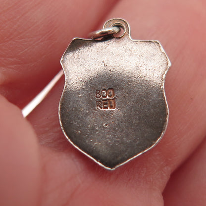 Fritz Reu & Co. 800 Silver Vintage Enamel Frankfurt am Main Mini Charm Pendant