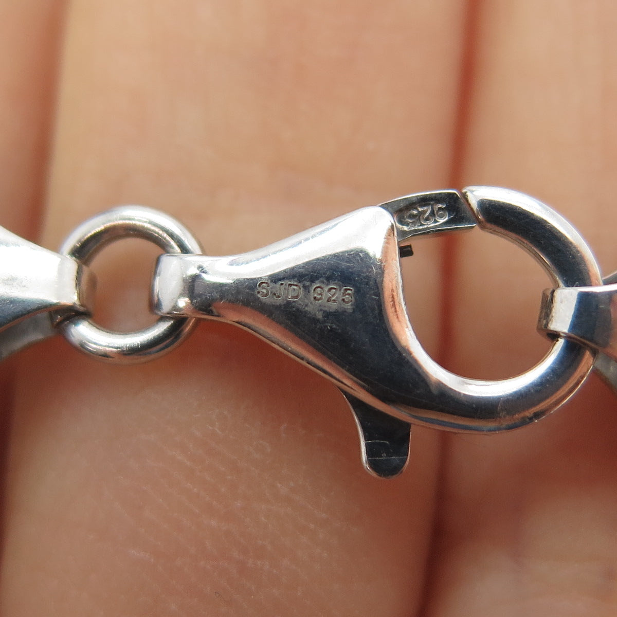 SAMARA SJD 925 Sterling Silver Real Diamond X Shape Byzantine Link Bracelet 7"