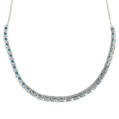 Chuck Clemency Sterling Silver Real Sleeping Beauty Turquoise Chain Necklace 18"