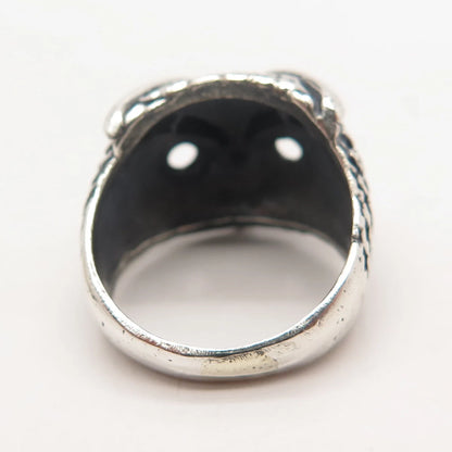925 Sterling Silver Vintage Wise Owl Ring Size 7.5