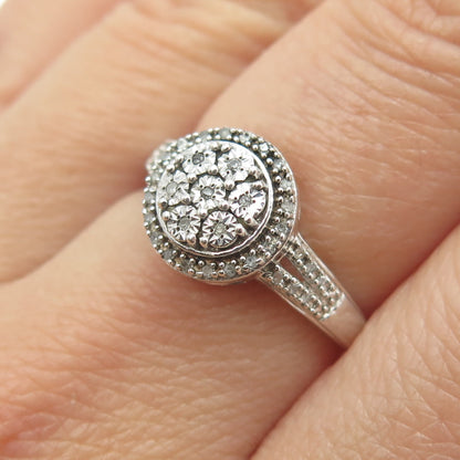 SK9 Allure Gems 925 Sterling Silver Real Round-Cut Diamond Ring Size 7.25