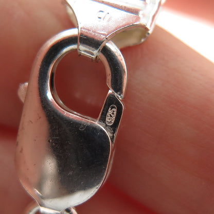 925 Sterling Silver Vintage Italy Figaro Link Bracelet 7.75"