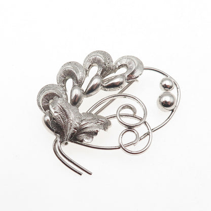 BOND BOYD 925 Sterling Silver Vintage Floral Oxidized Pin Brooch