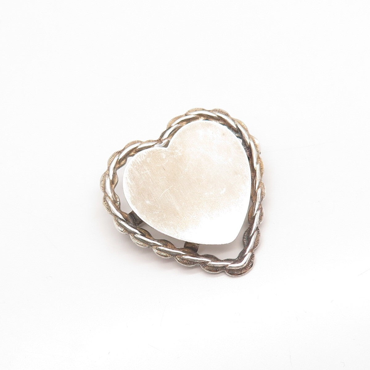 925 Sterling Silver Vintage Beau Twisted Heart Pin Brooch