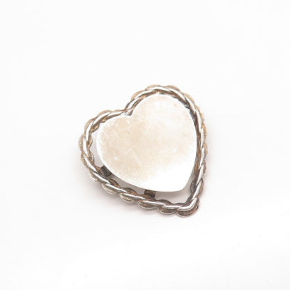 925 Sterling Silver Vintage Beau Twisted Heart Pin Brooch