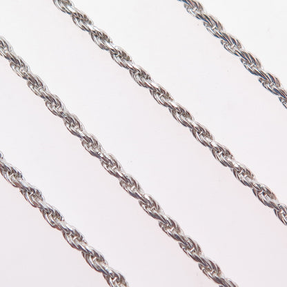 925 Sterling Silver Vintage Italy Twisted Rope Chain Necklace 18"