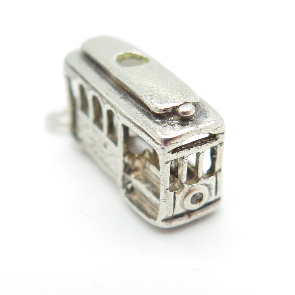 925 Sterling Silver Vintage Tram / Cable Car 3D Charm Pendant