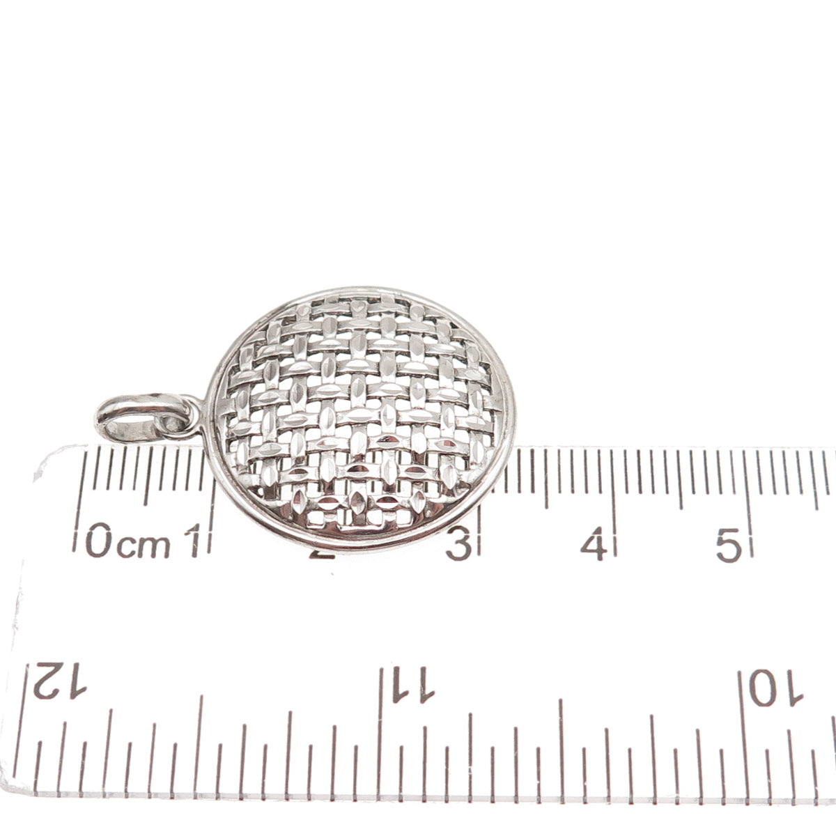 925 Sterling Silver Vintage Woven Disc Charm Pendant