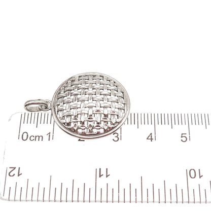 925 Sterling Silver Vintage Woven Disc Charm Pendant