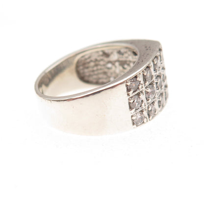 925 Sterling Silver Vintage Round-Cut C Z Modernist Ring Size 5