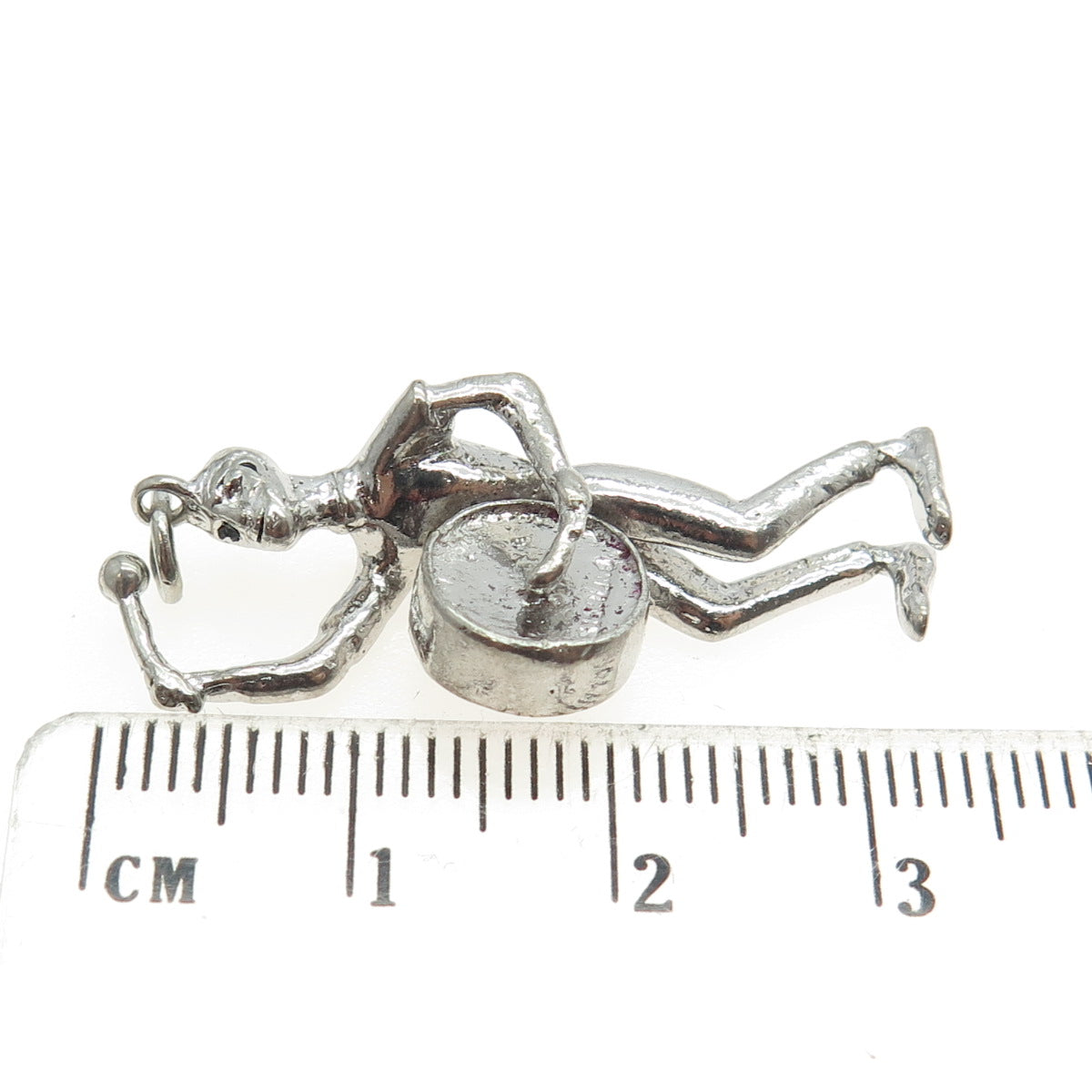 925 Sterling Silver Antique Art Deco Drum Corps on Parade Charm Pendant