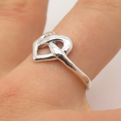 925 Sterling Silver Vintage Heart Knot Ring Size 8