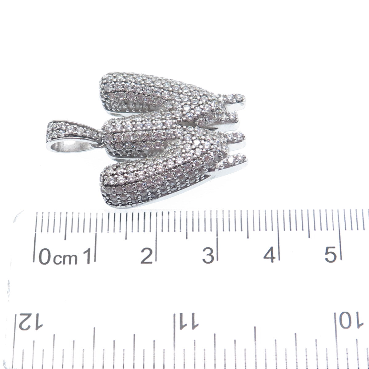 925 Sterling Silver Round-Cut C Z Sparkle Melted Letter W Initial Charm Pendant