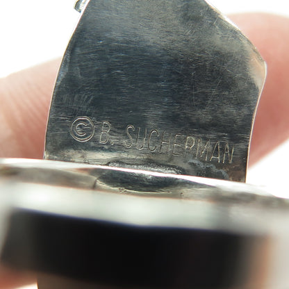 B. SUCHERMAN 925 Sterling Silver 2-Tone Vintage MOP Statement Ring Size 6.75