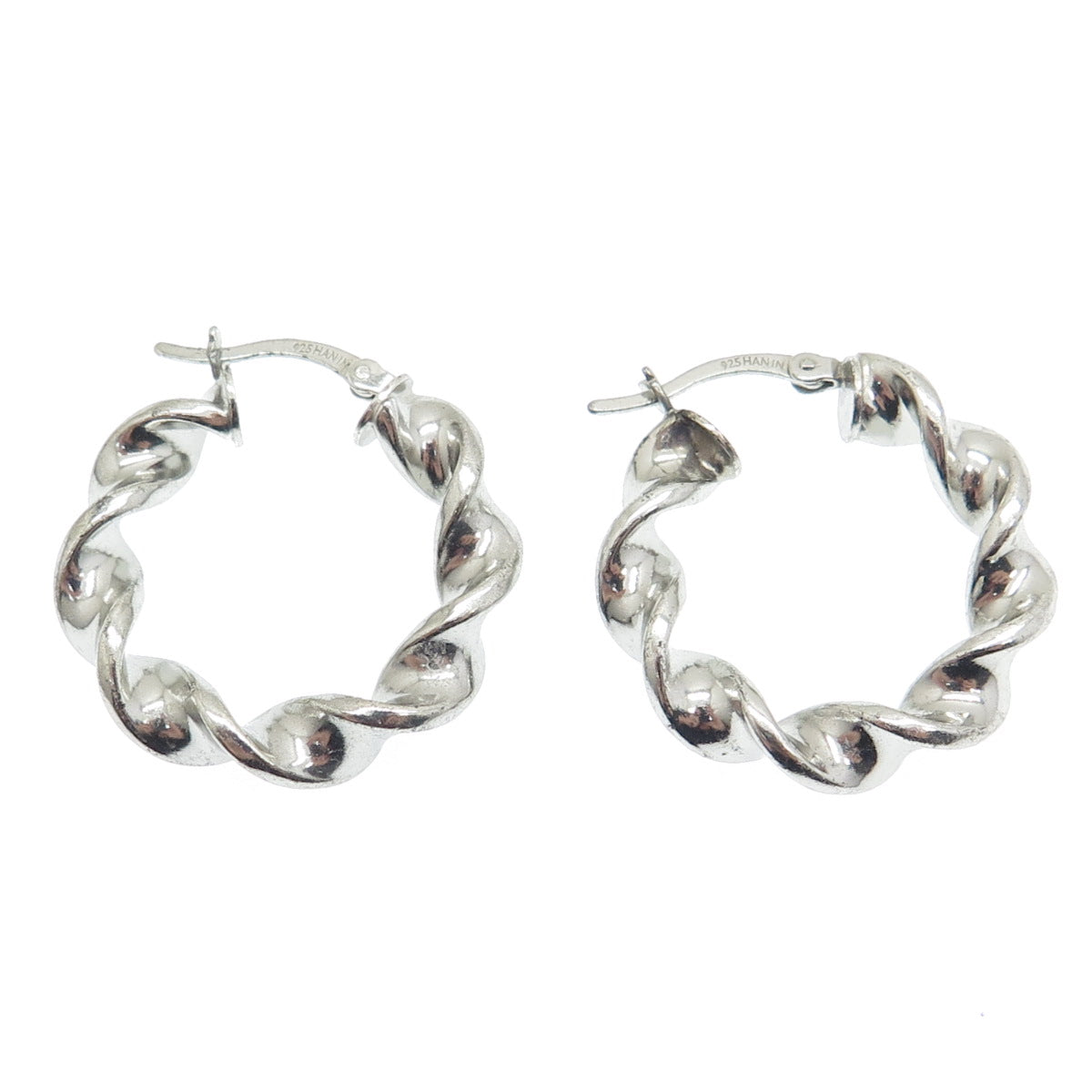 HANIN 925 Sterling Silver Twisted Hinged Hoop Earrings