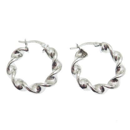 HANIN 925 Sterling Silver Twisted Hinged Hoop Earrings