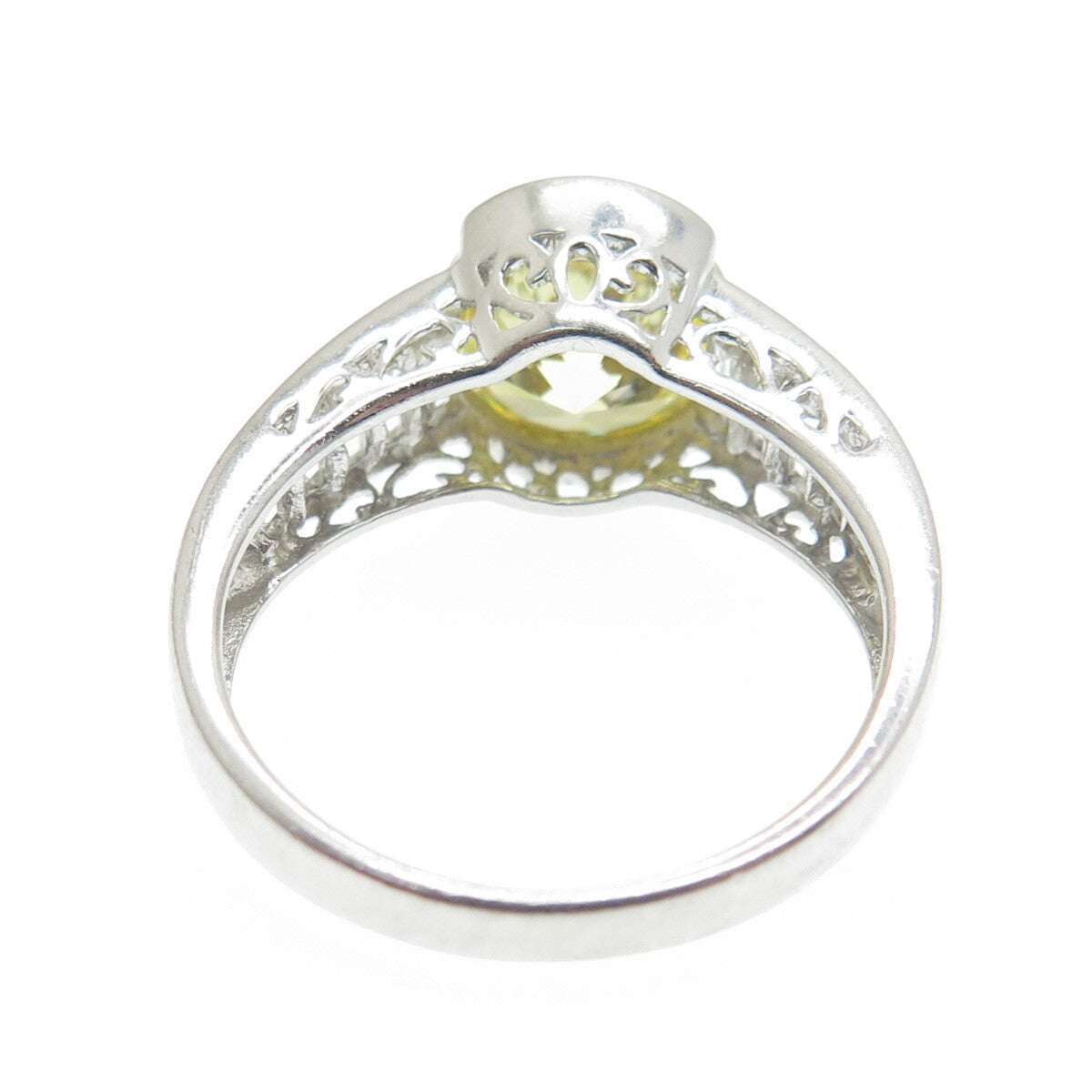 MEDA 925 Sterling Silver Canary & White C Z Ring Size 8.75