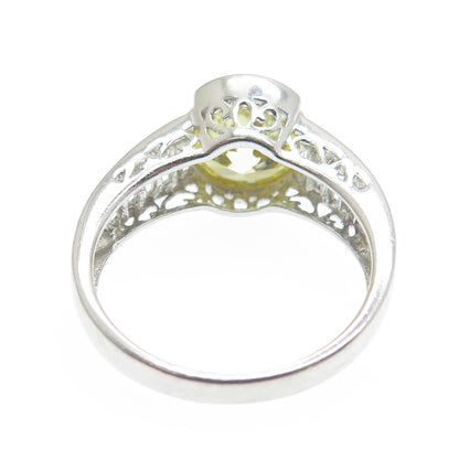 MEDA 925 Sterling Silver Canary & White C Z Ring Size 8.75