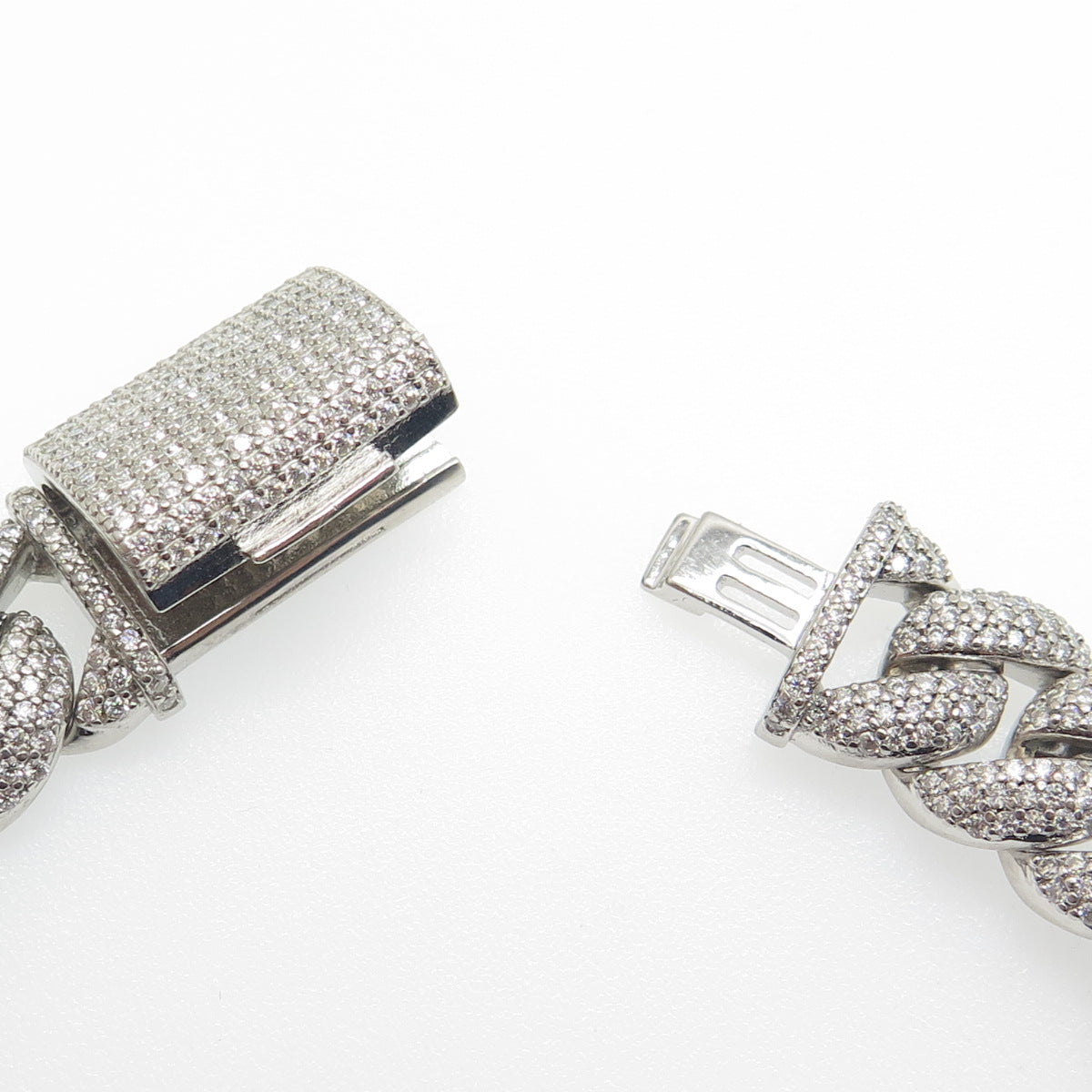 925 Sterling Silver Real Moissanite Cuban Link Bracelet 8.5"