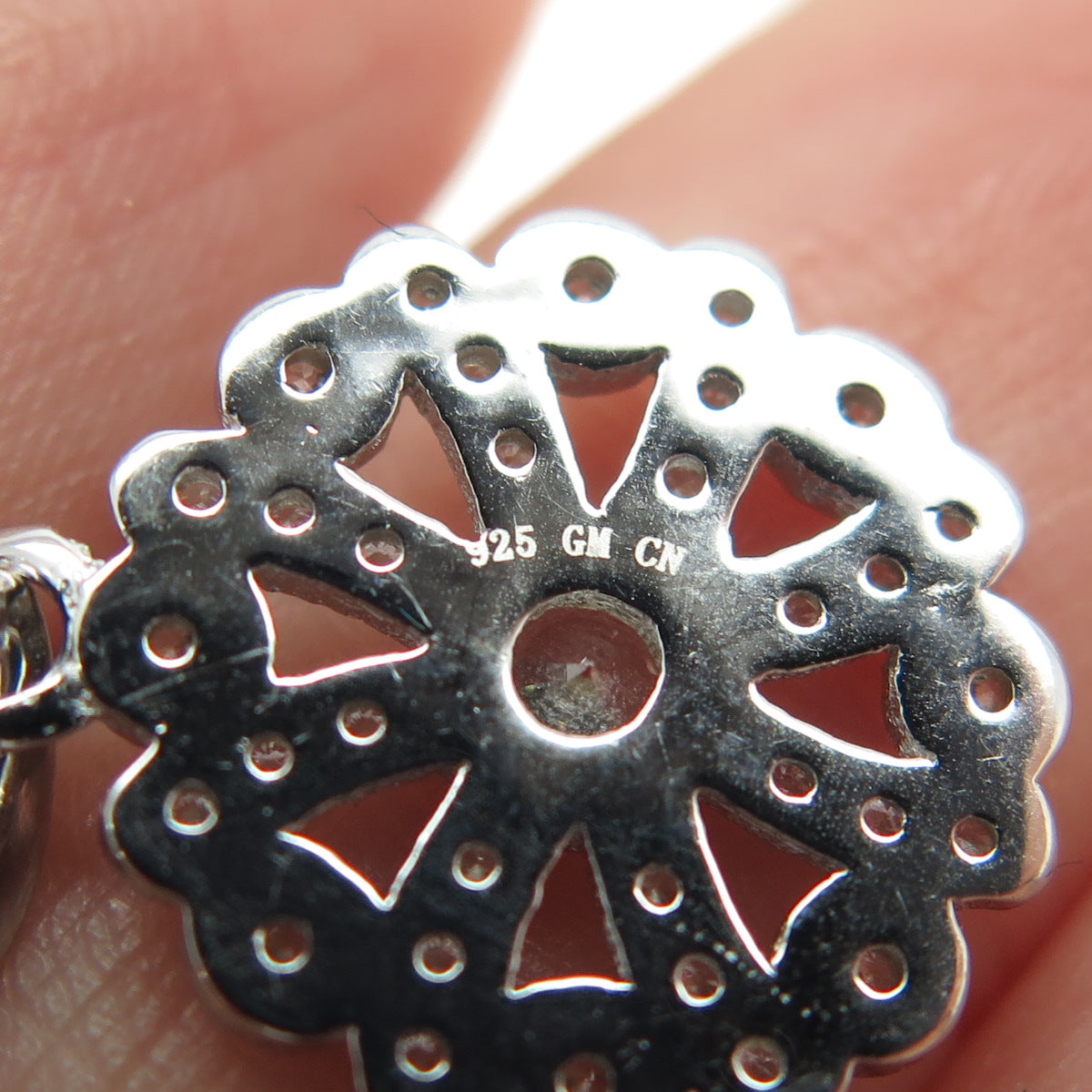 925 Sterling Silver Round-Cut Shaped C Z Snowflake Pendant