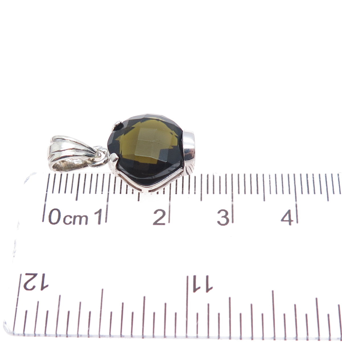 925 Sterling Silver Smoky Green C Z Minimalist Charm Pendant