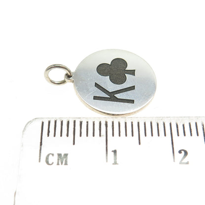 925 Sterling Silver Black Enamel King of Clubs Playing Card Charm Pendant