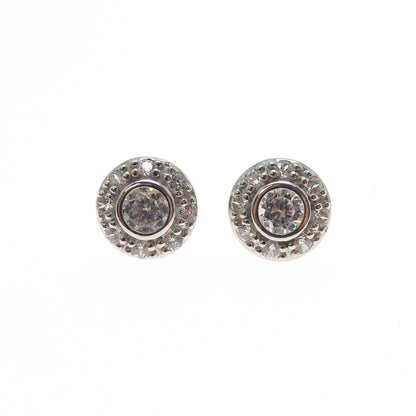 925 Sterling Silver Round-Cut C Z Stud Earrings