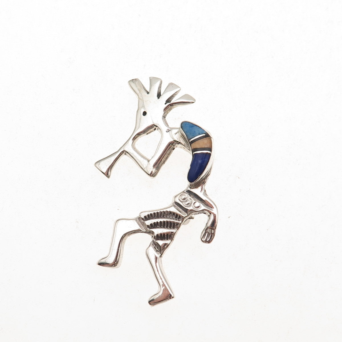 Melissa Yazzie Navajo Old Pawn Sterling Vintage Multi-Gem Kokopelli Pin Pendant