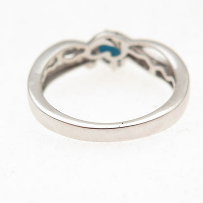 Chuck Clemency 925 Sterling Silver Real Turquoise & White Topaz Ring Size 8