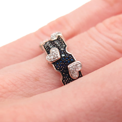 Samara Sterling Silver Gold Plated Real Blue & White Diamond Heart Ring Size 6