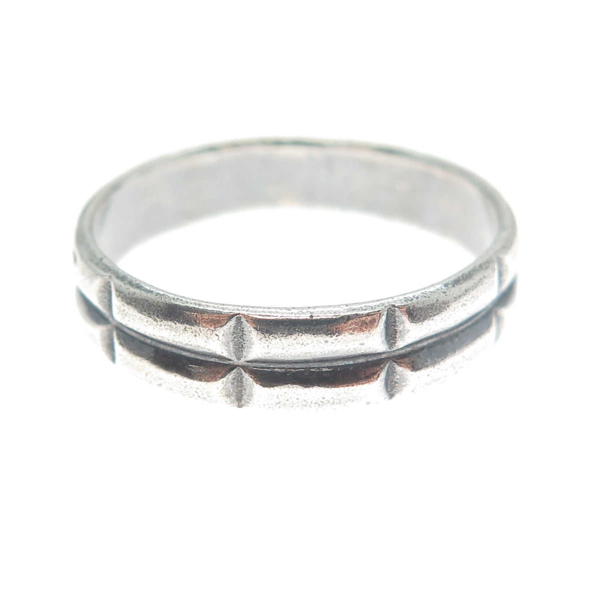 925 Sterling Silver Vintage 2-Row Bar Oxidized Band Ring Size 10.75