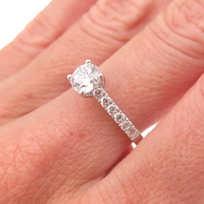 925 Sterling Silver Round-Cut C Z Engagement Ring Size 7